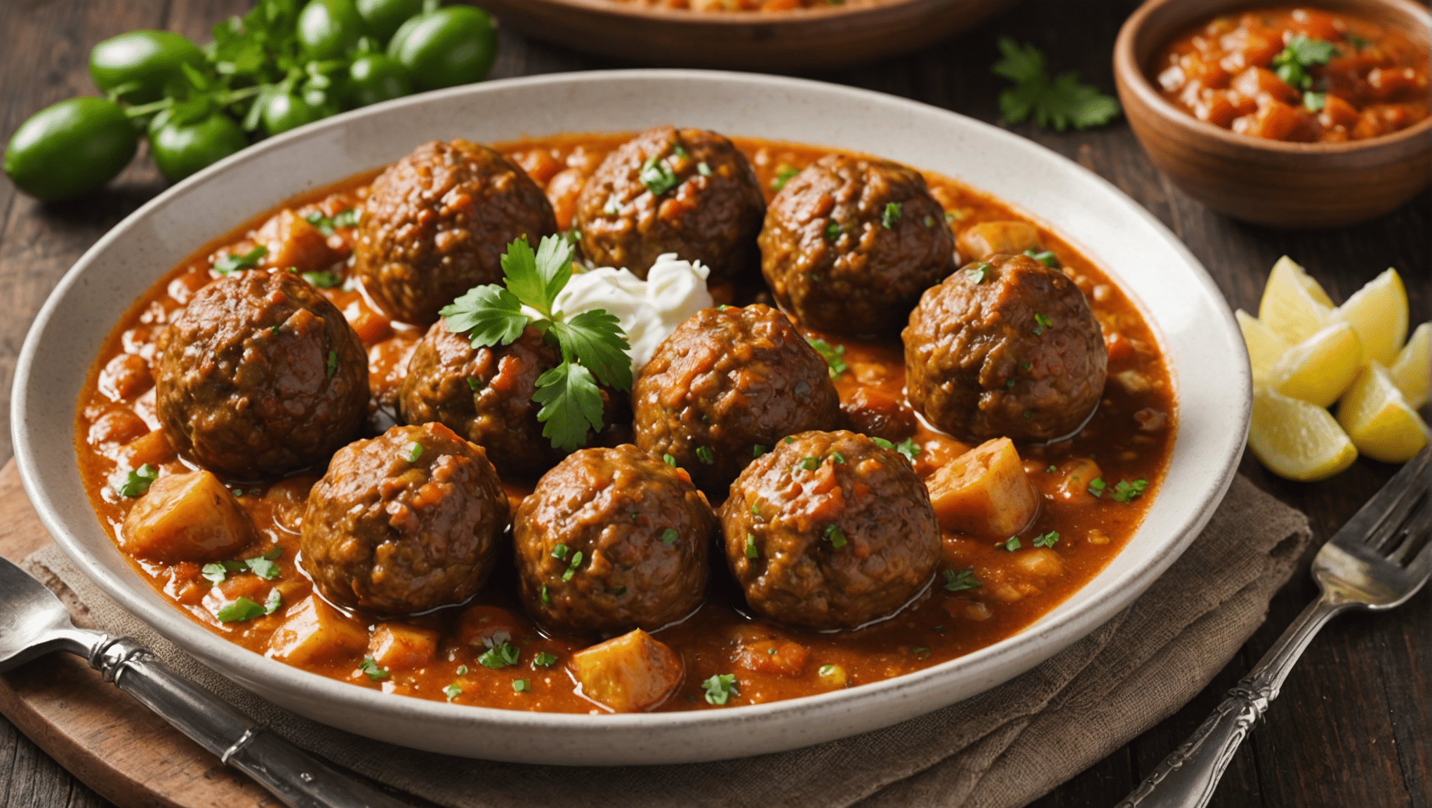 Albóndigas Vegetarianas en Salsa de Maní