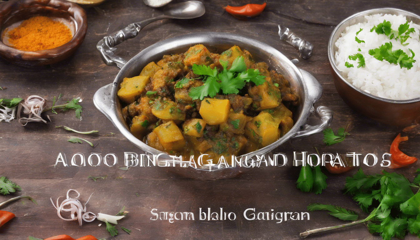 A bowl of Aloo Baingan with naan bread on the side