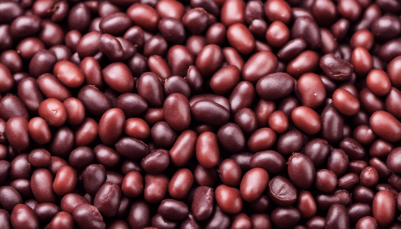 Image of Azuki beans, their plant, and a some dishes made with them.