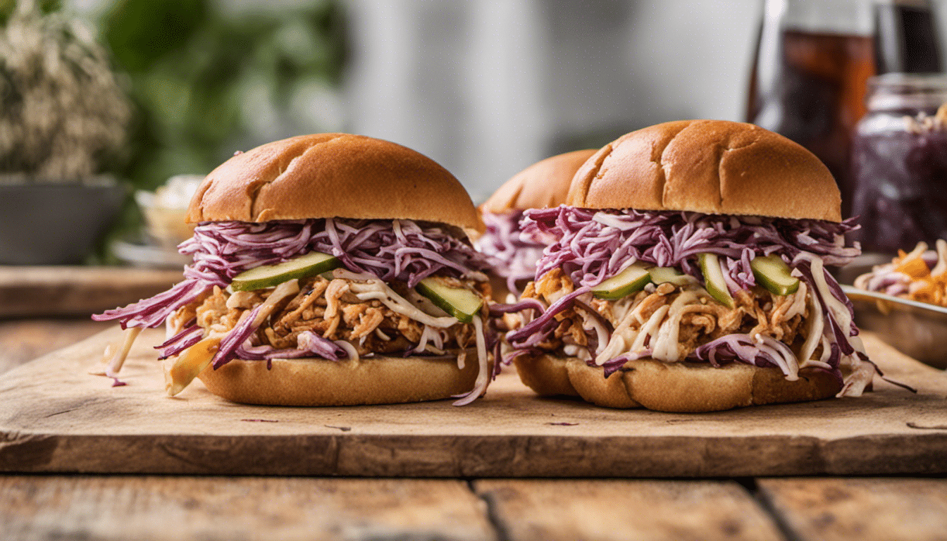 BBQ Jackfruit Sandwiches with Coleslaw and Pickles