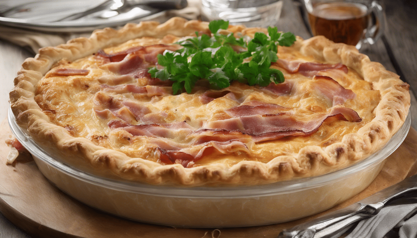 A picture of a warm, tasty looking Bacon and Cheese Pie