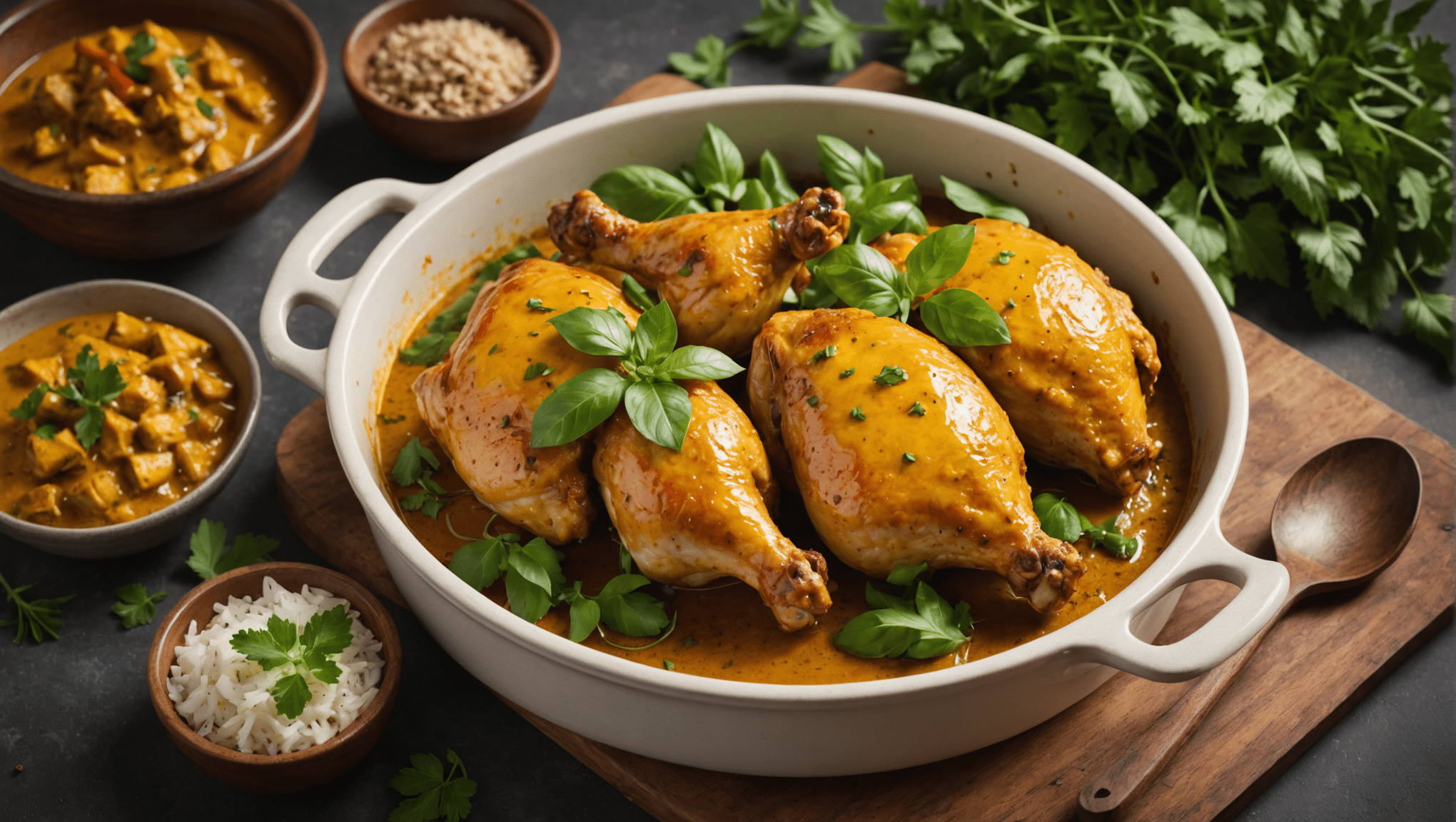 Baked Chicken with Curry Plant