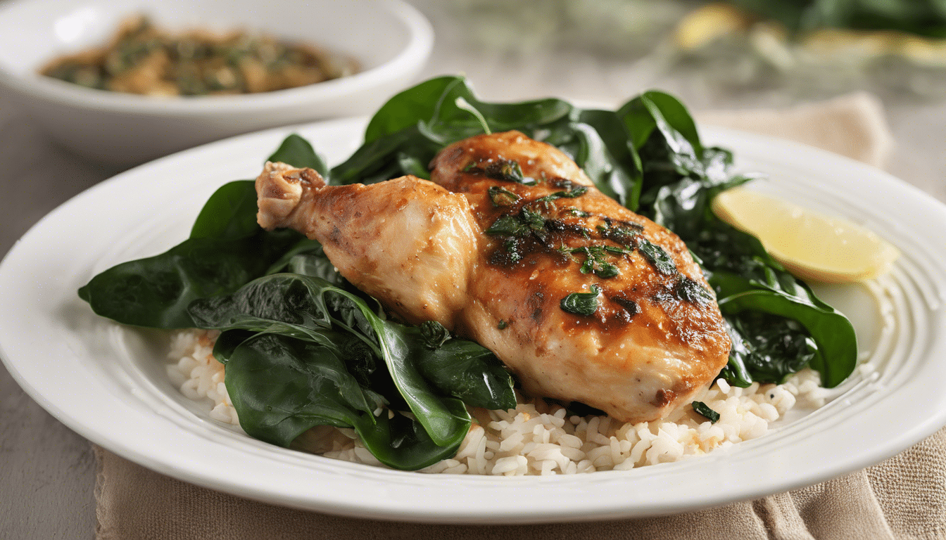 Baked Chicken with Tahitian Spinach and Lemongrass