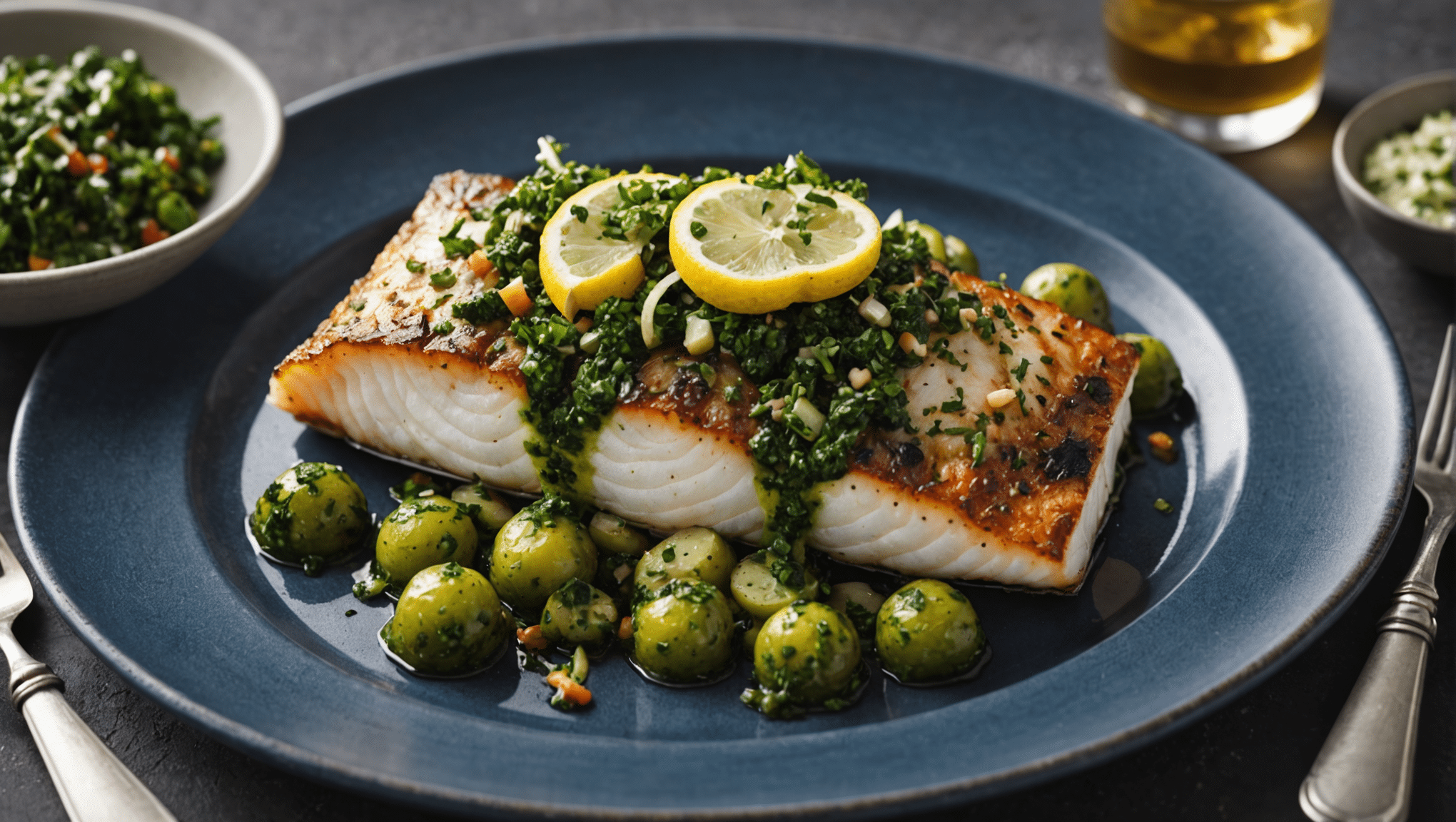 Baked Cod with Brooklime Chimichurri