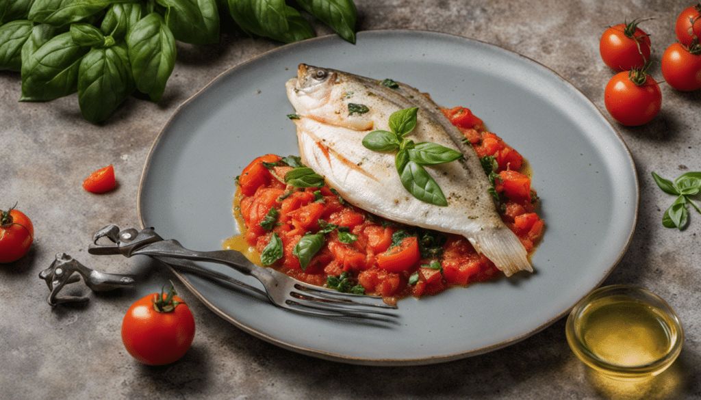Baked John Dory with Tomato and Basil