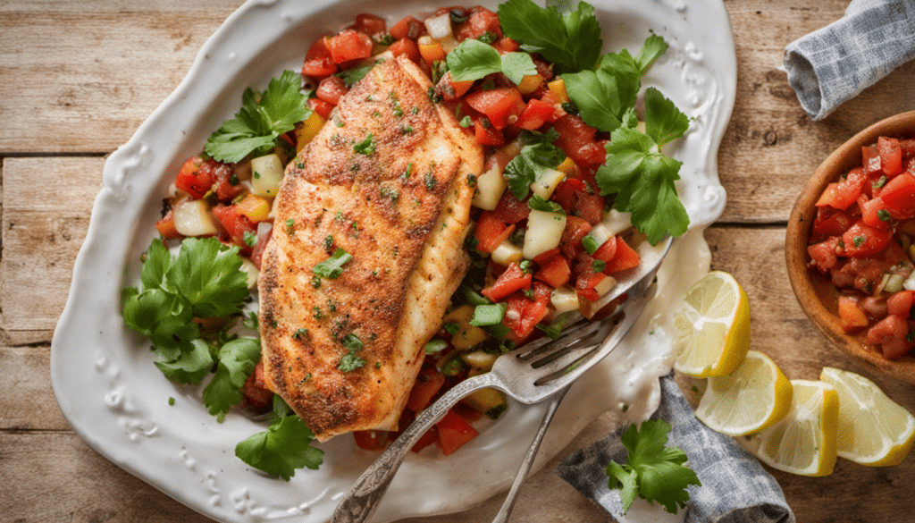 Baked Red Snapper with Mediterranean Salsa