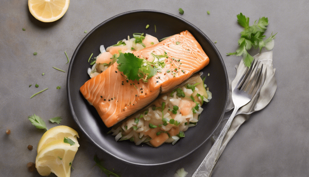 Baked Salmon with Pomelo Sauce