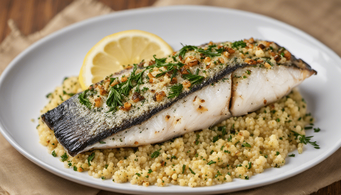 Baked Sea Bass with Lemon and Herb Couscous