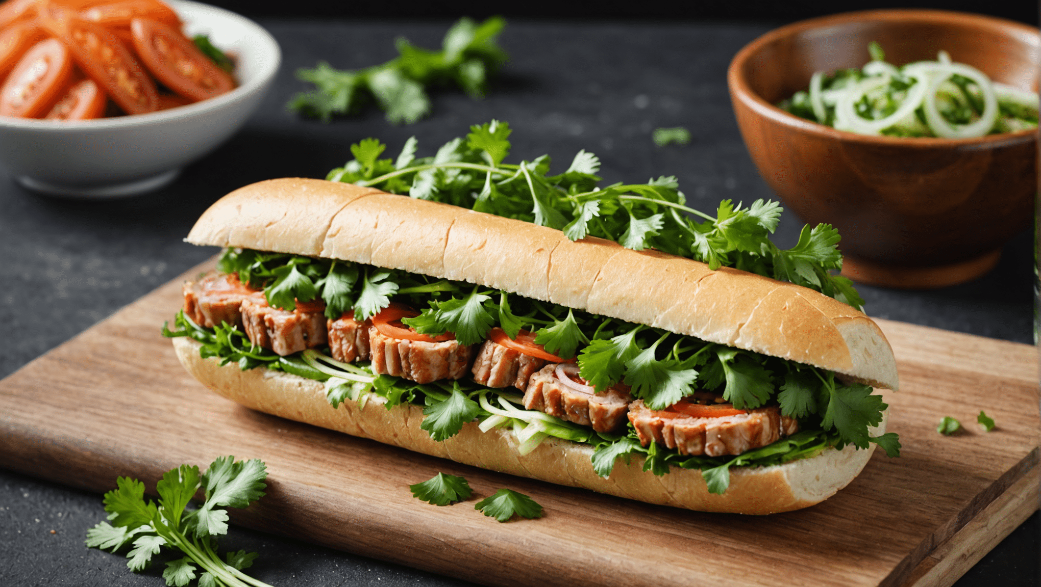 Bánh Mì Vietnamese Sandwich with Kinh Gioi Cilantro