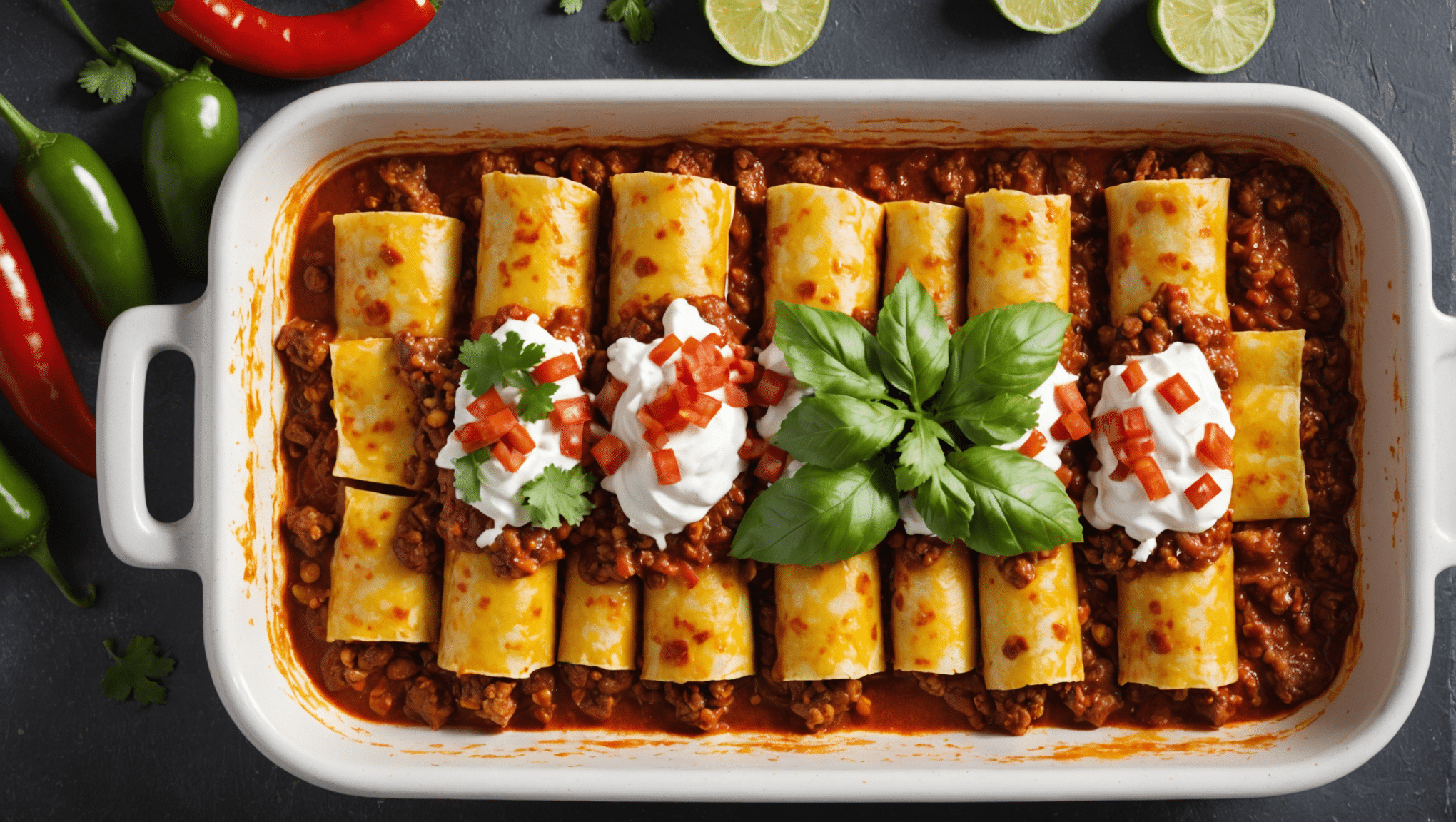 Beef and Chili Pepper Enchiladas