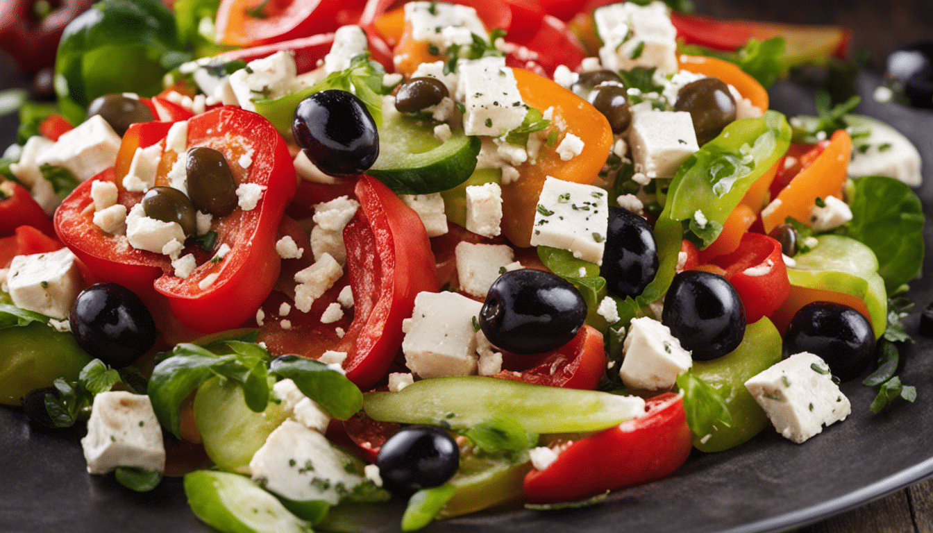 Bell Pepper Salad with Feta Cheese and Olives