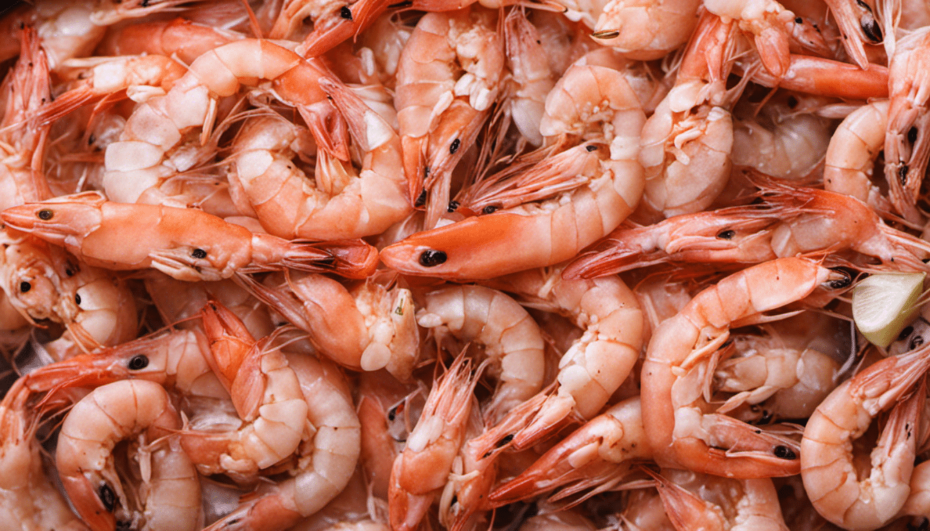 Boiled shrimp on a plate