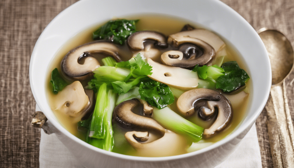 Bok Choy Soup with Mushrooms and Ginger