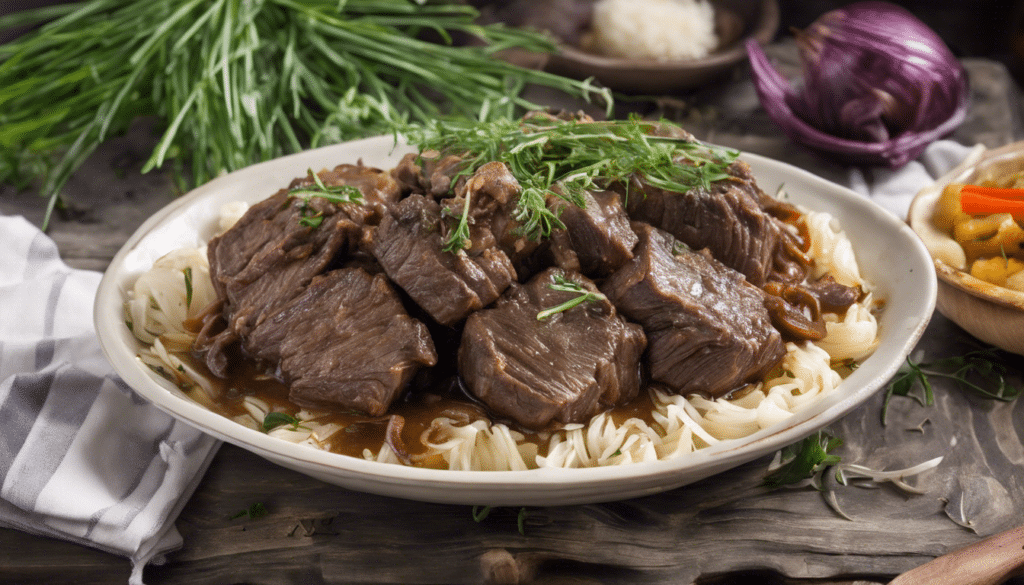 Braised Beef with Egyptian Onions