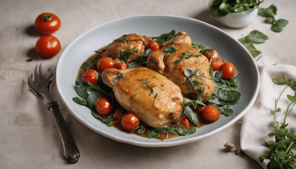 Braised Chicken with Purslane and Tomatoes