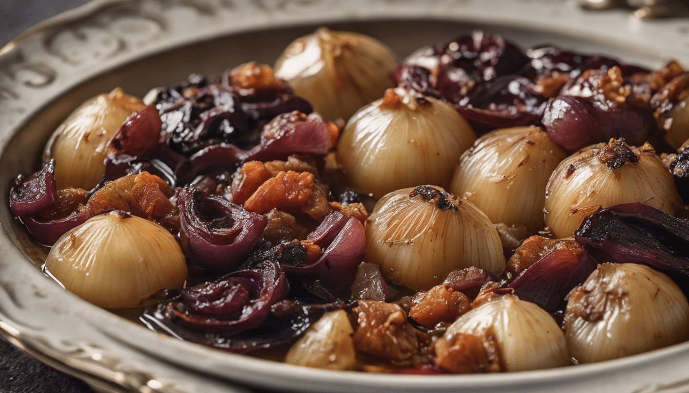 Braised Cipollini Onions with Dried Fruits