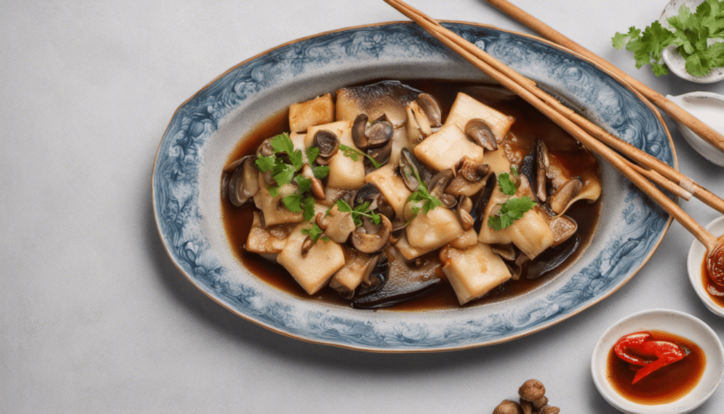 Braised Fish with Tofu Skin and Mushrooms