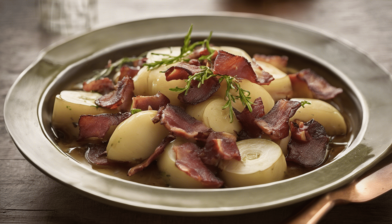 Braised Kohlrabi with Bacon