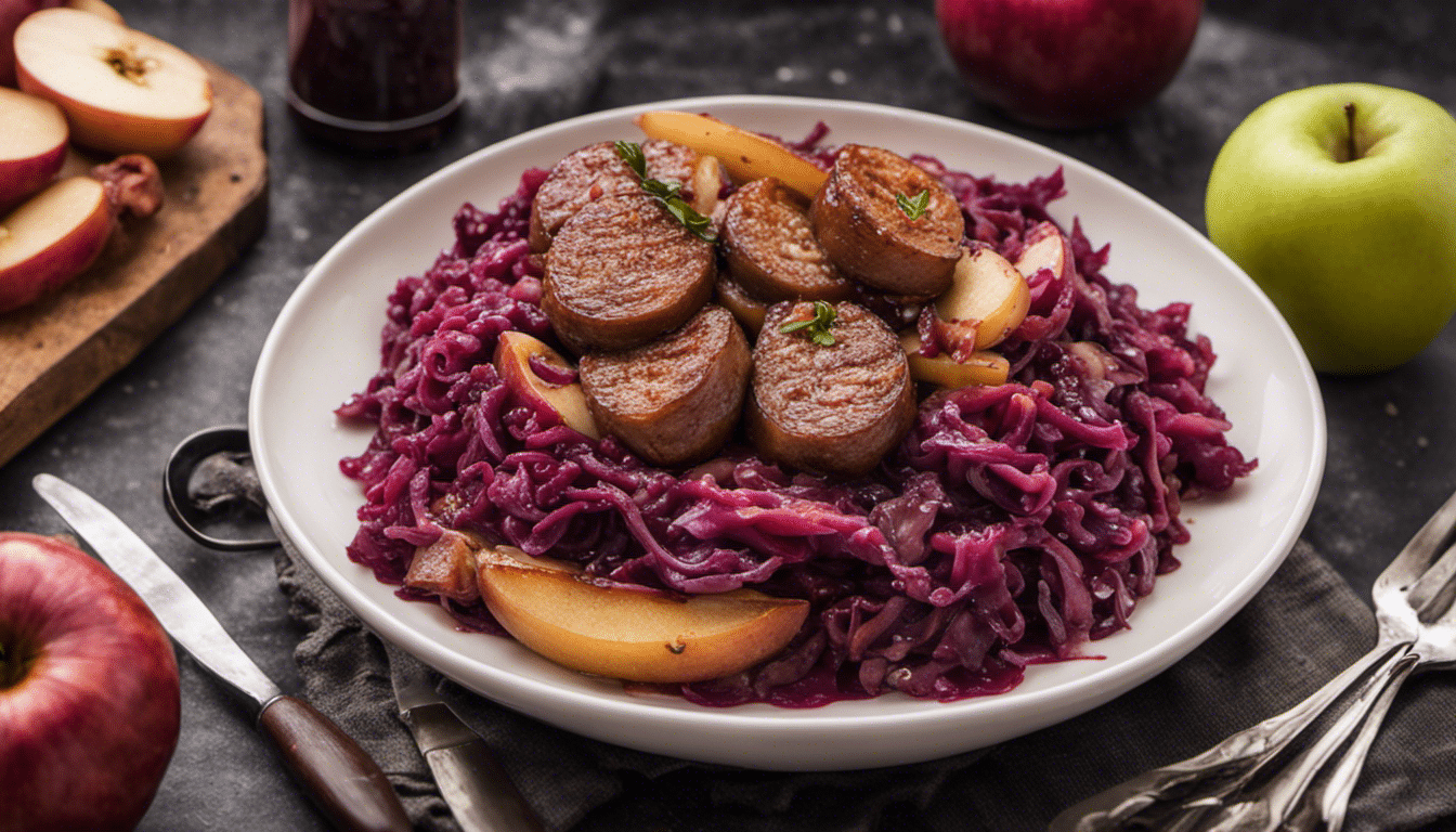 Braised Red Cabbage with Apples and Sausage