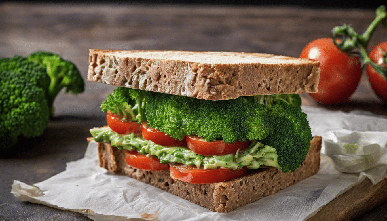 Broccoli Leaf and Tomato Sandwich