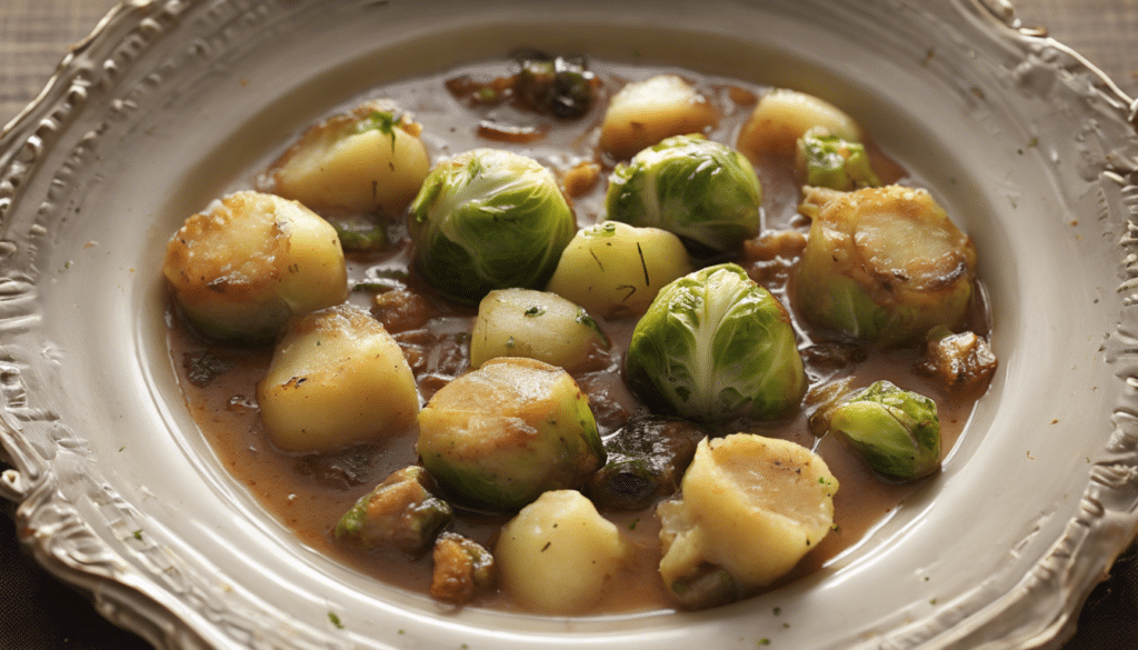 Brussels Sprout Stew with Potato Dumplings