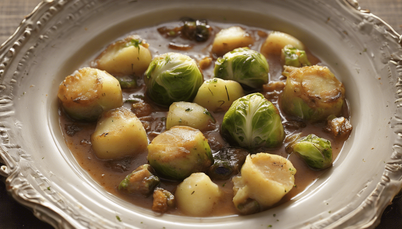 Brussels Sprout Stew with Potato Dumplings