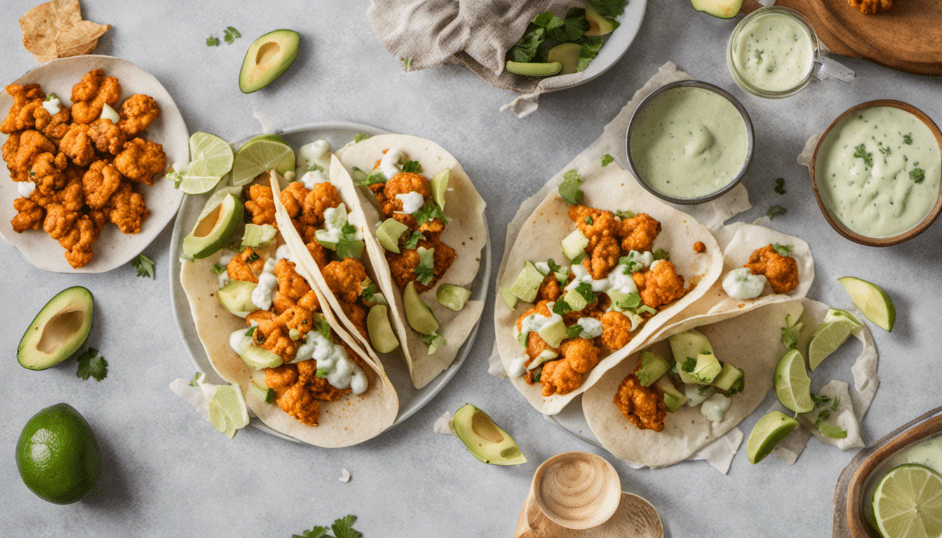 Buffalo Cauliflower Tacos with Avocado Ranch Dressing