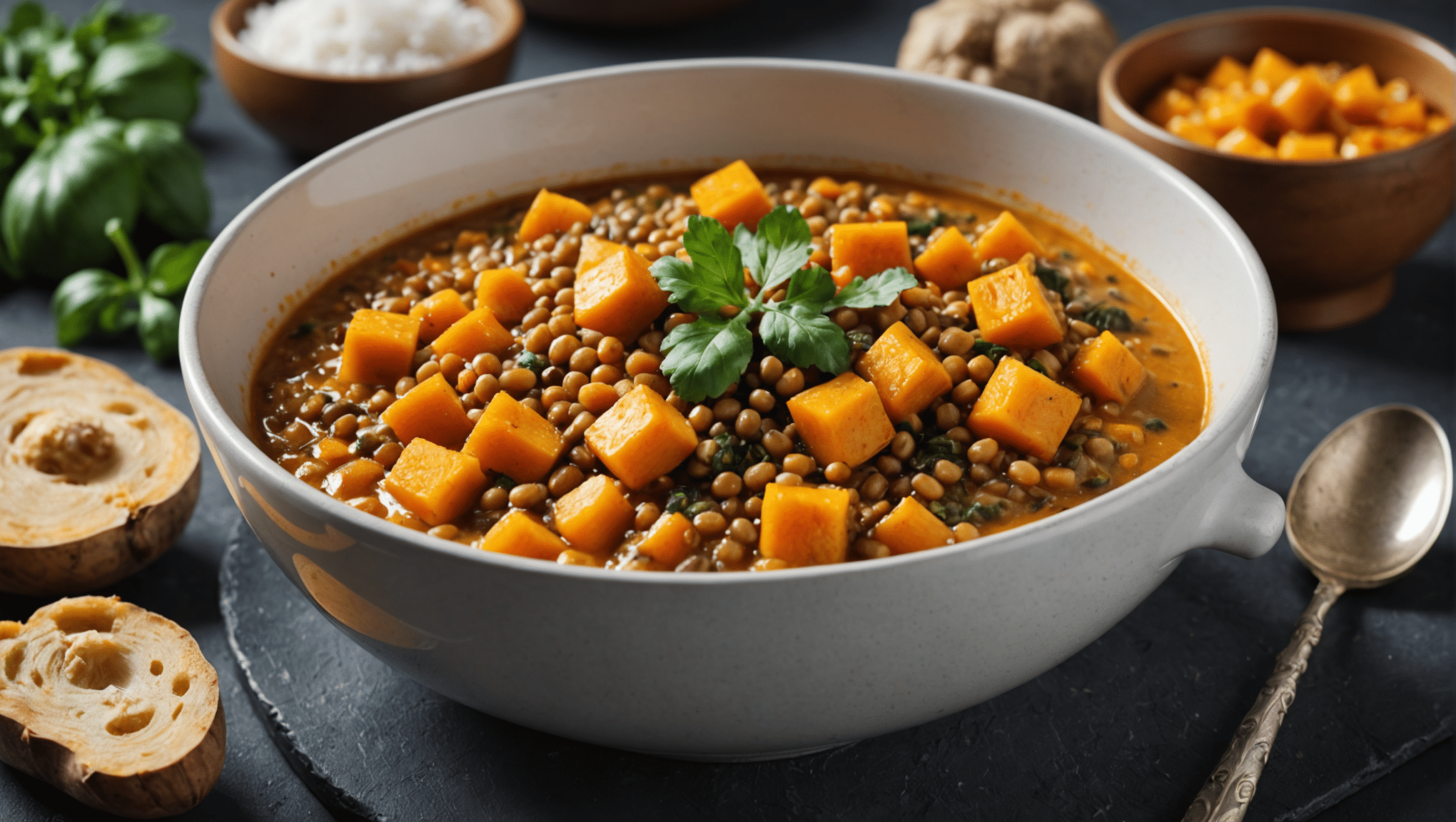 Butternut Squash and Lentil Stew with Coconut Milk