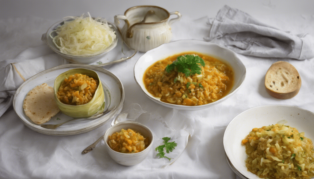 Cabbage Tornec with Red Lentils