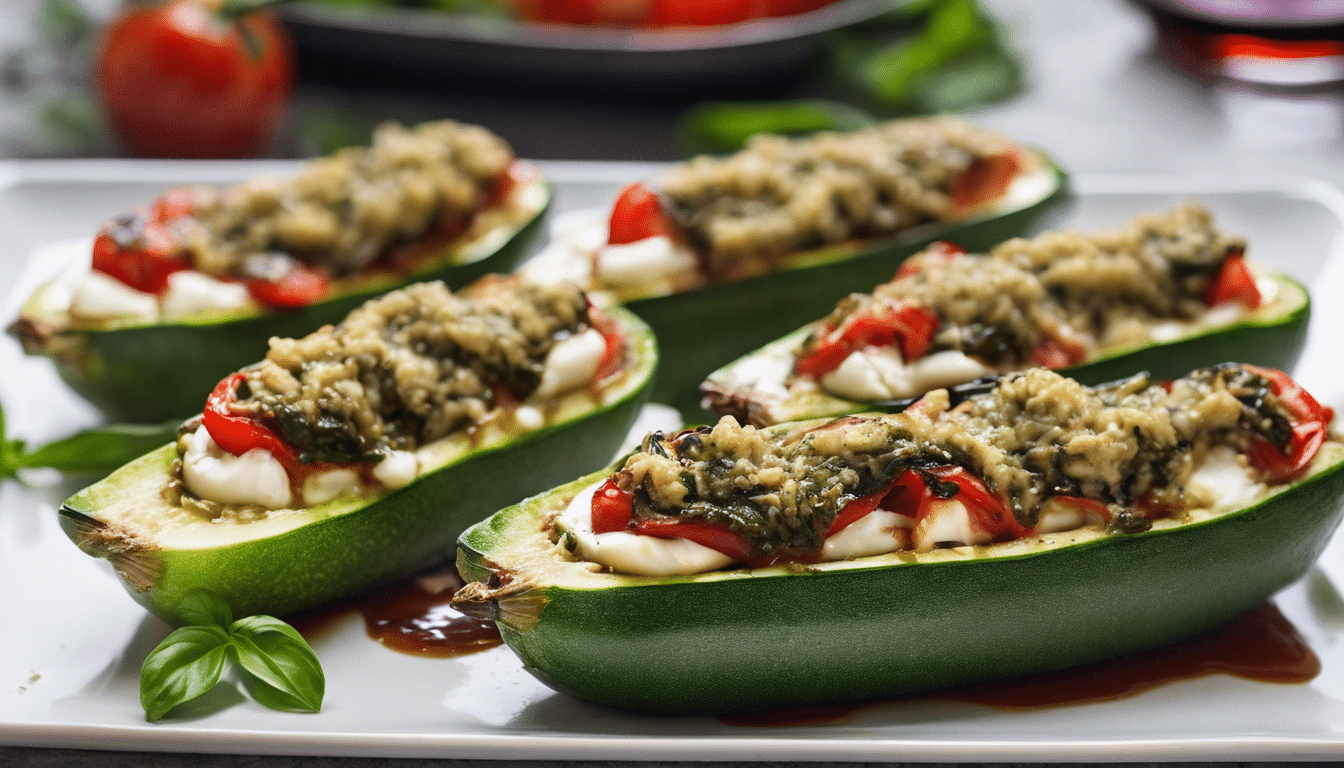 Caprese-Stuffed-Zucchini-Boats-with-Balsamic-and-Pesto-Drizzle