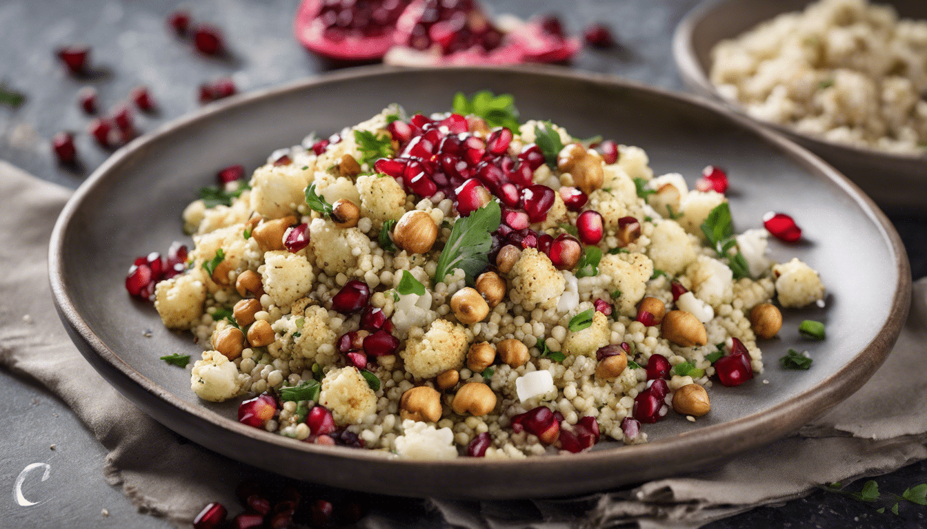 Cauliflower Couscous with Roasted Chickpeas and Pomegranate