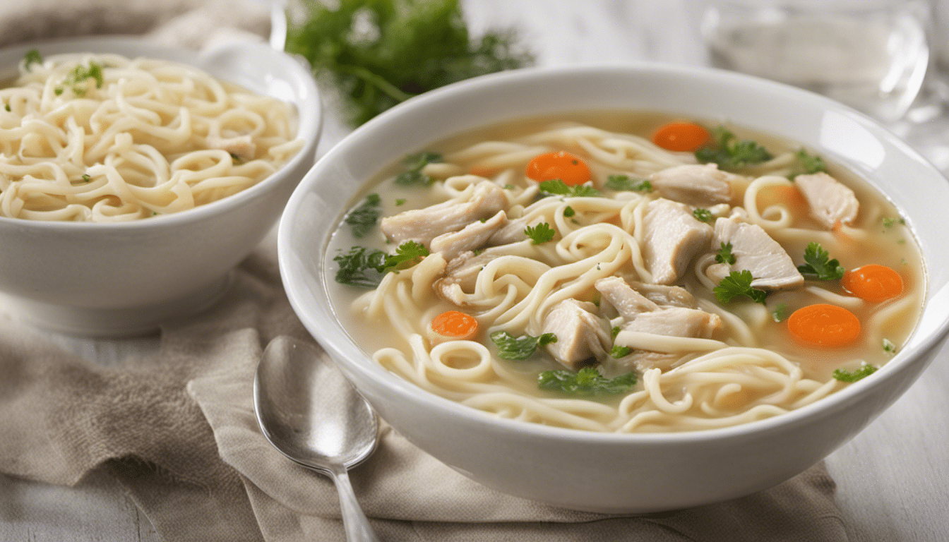 A bowl of Chicken Soup with Boldo and Noodles