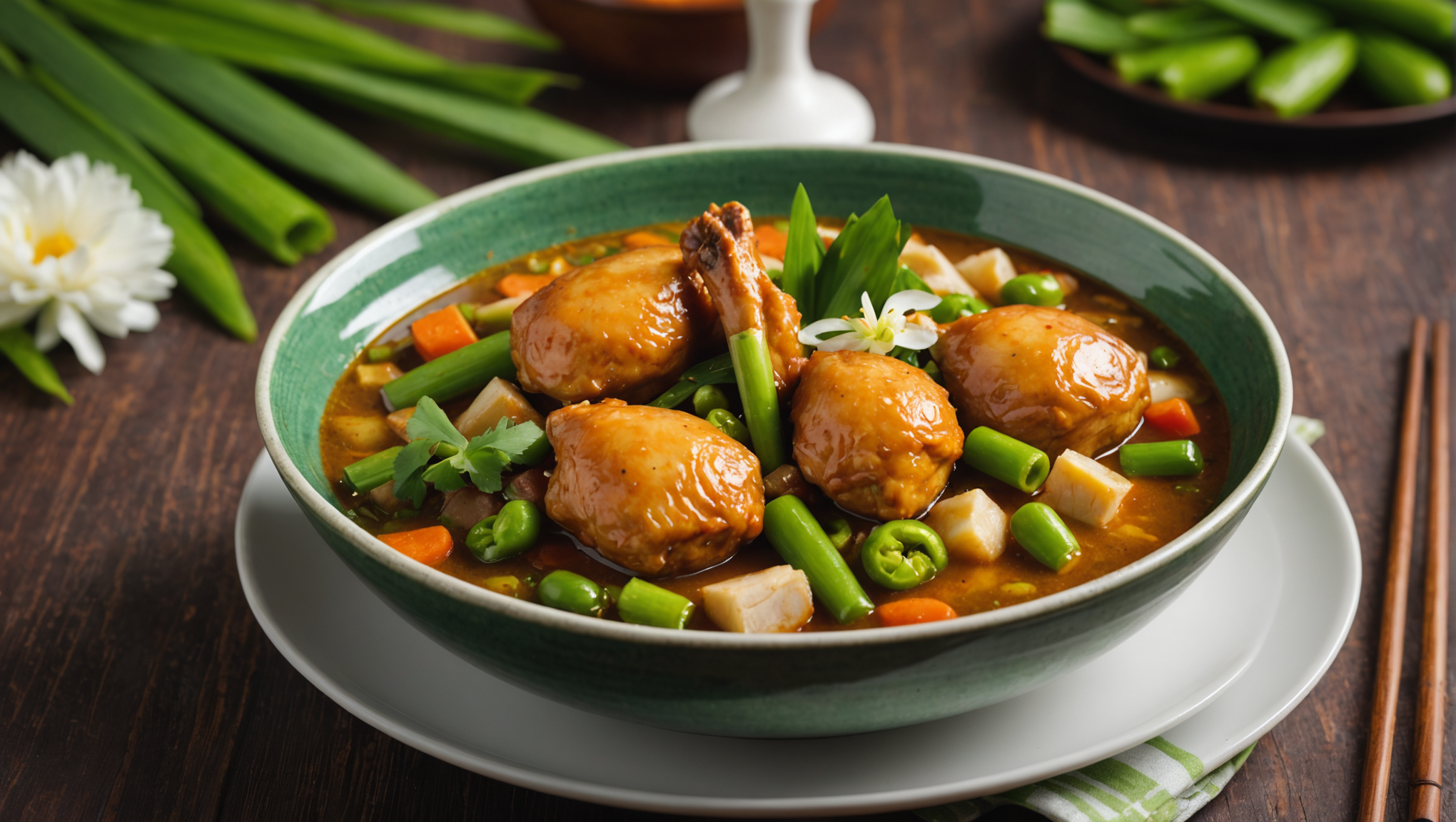 Chicken Stew with Pandan Flower