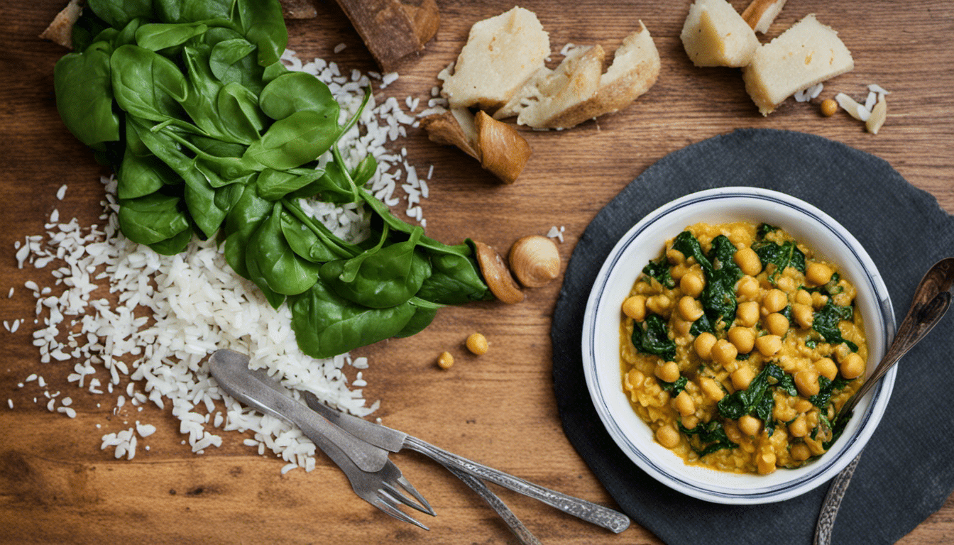 Chickpea and Spinach Stew with Saffron Rice