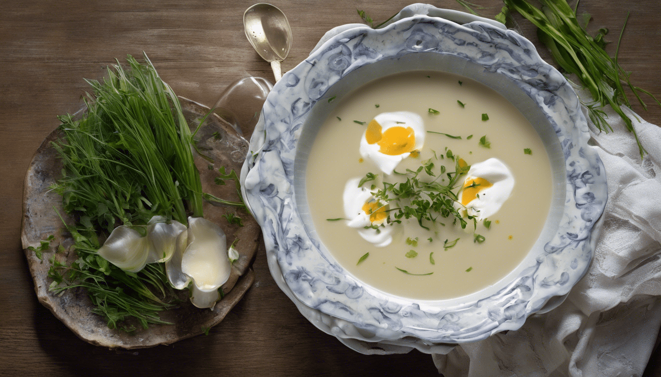 Chicory Soup with Creme Fraiche and Chives