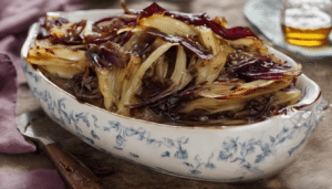 Chicory with Caramelized Onions and Sherry Vinegar Reduction