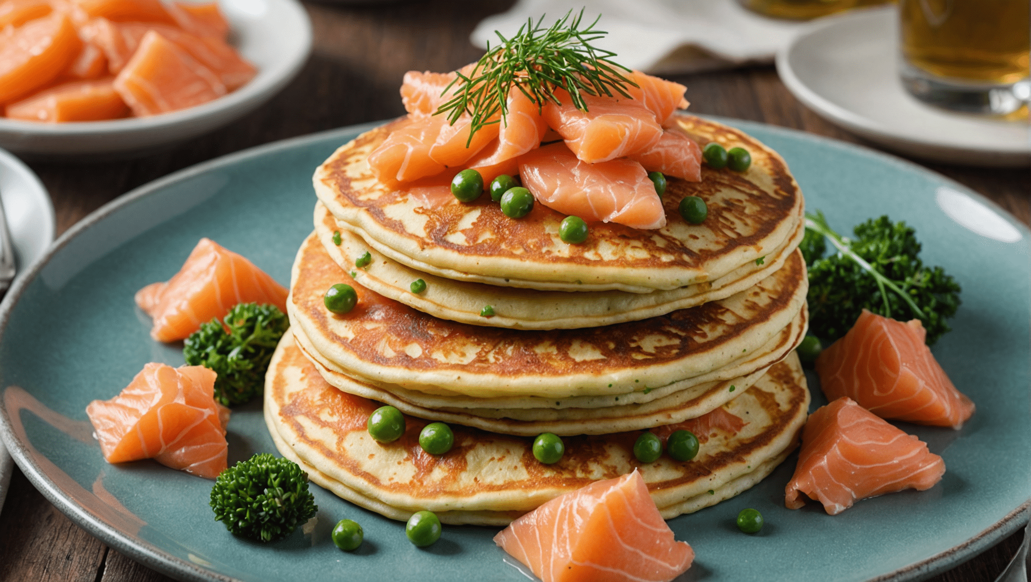 Chive Pancakes with Smoked Salmon