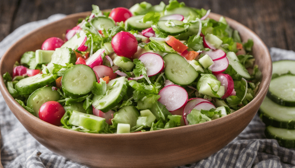 Chopped Salad with Cucumbers, Tomatoes, and Radishes