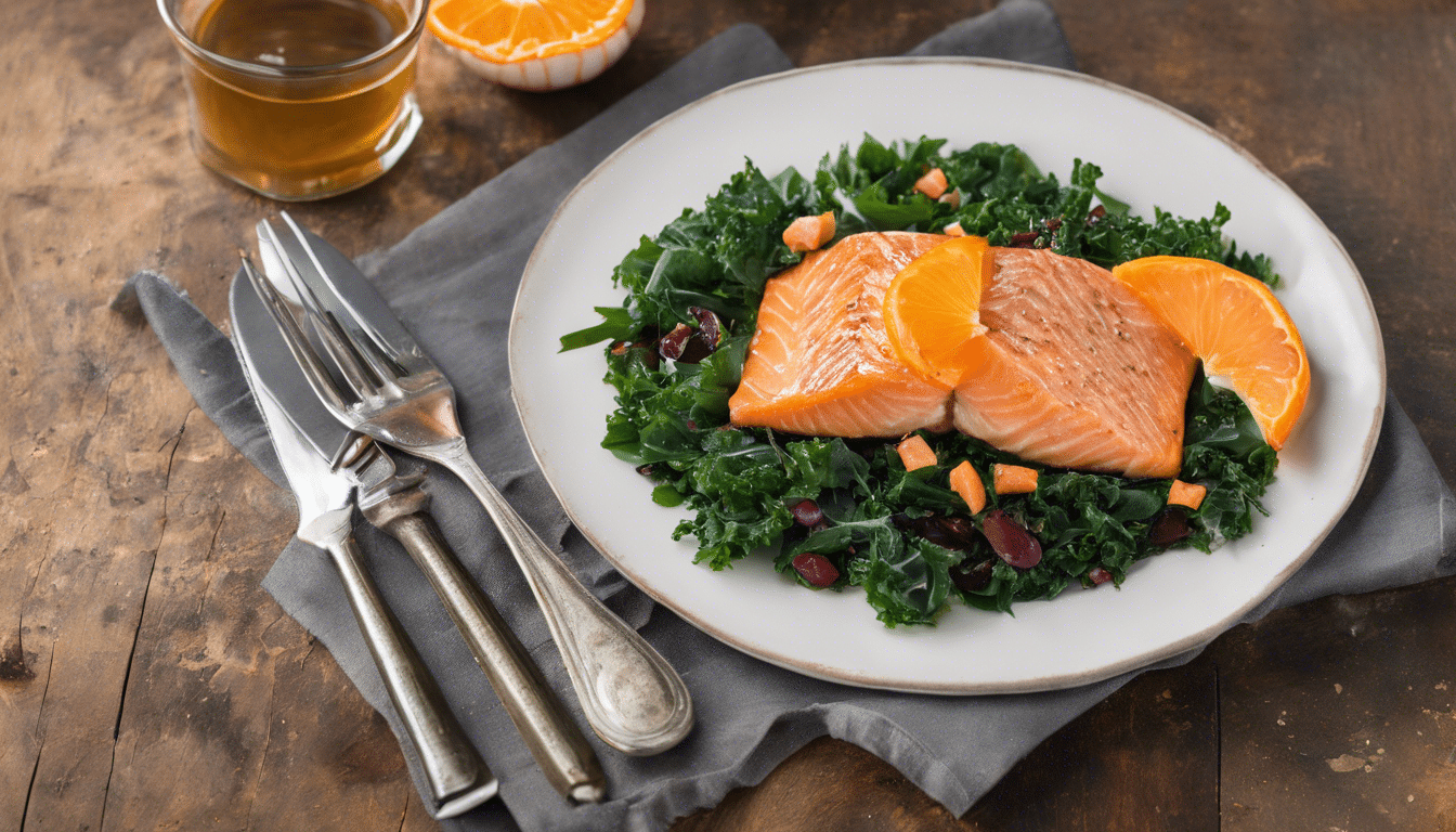 Clementine-Kale Salad with Seared Salmon