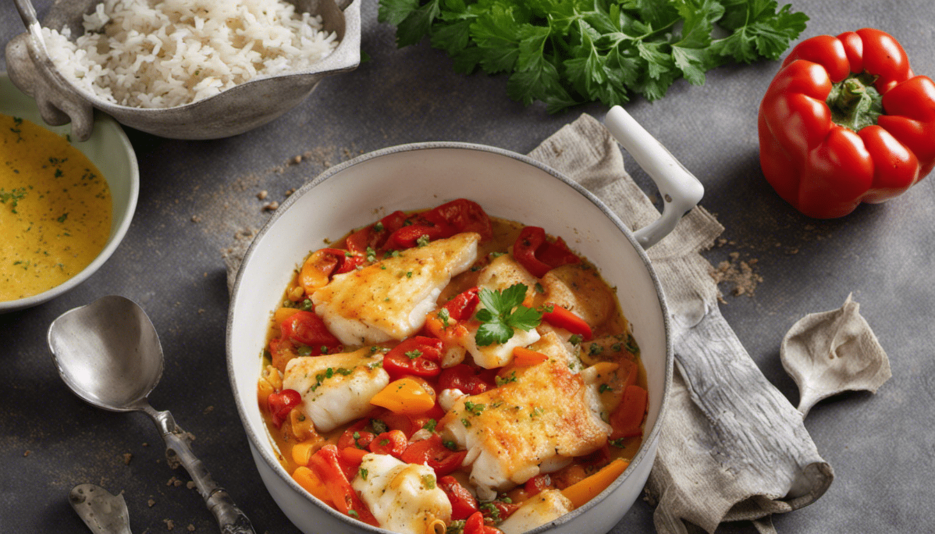 Cod Ragout with Bell Peppers and Rice