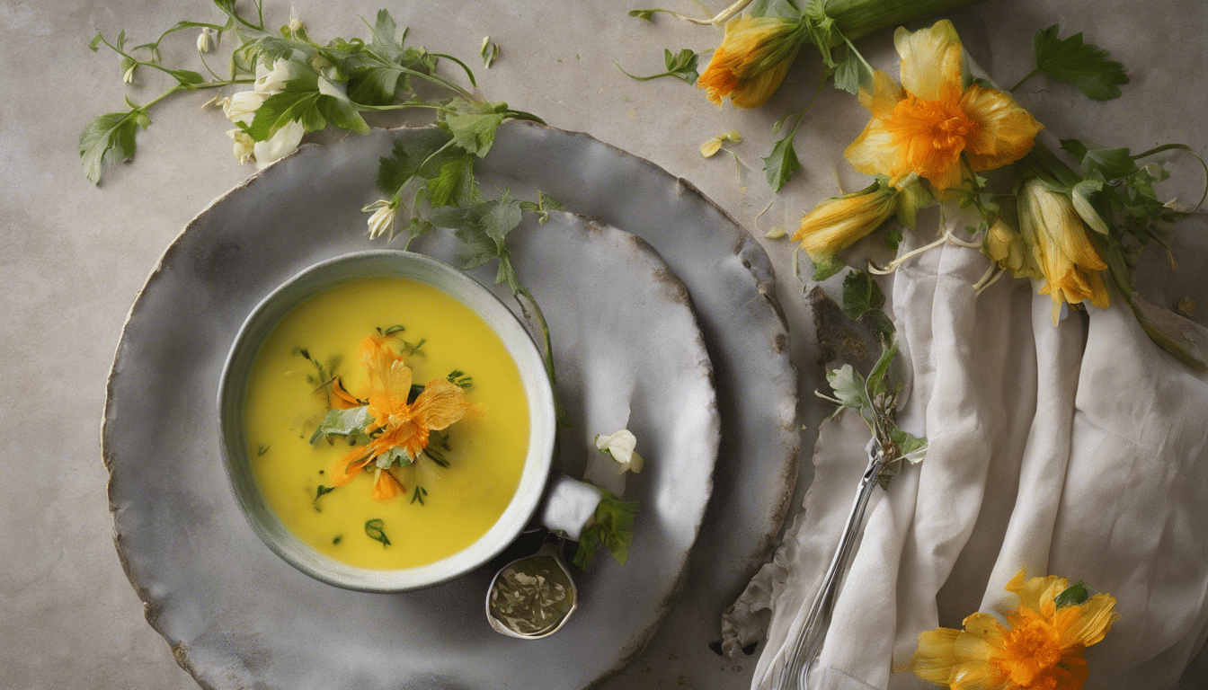 Courgette Flower and Saffron Soup