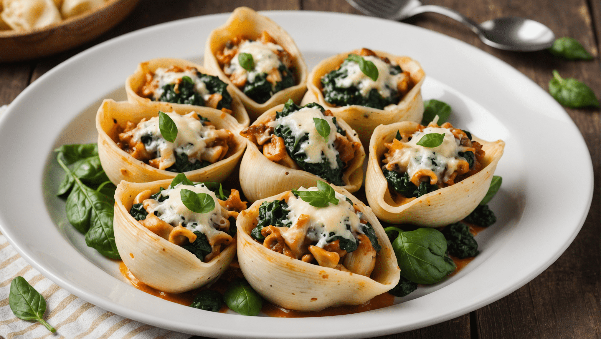 Creamy Mushroom and Spinach Stuffed Shells