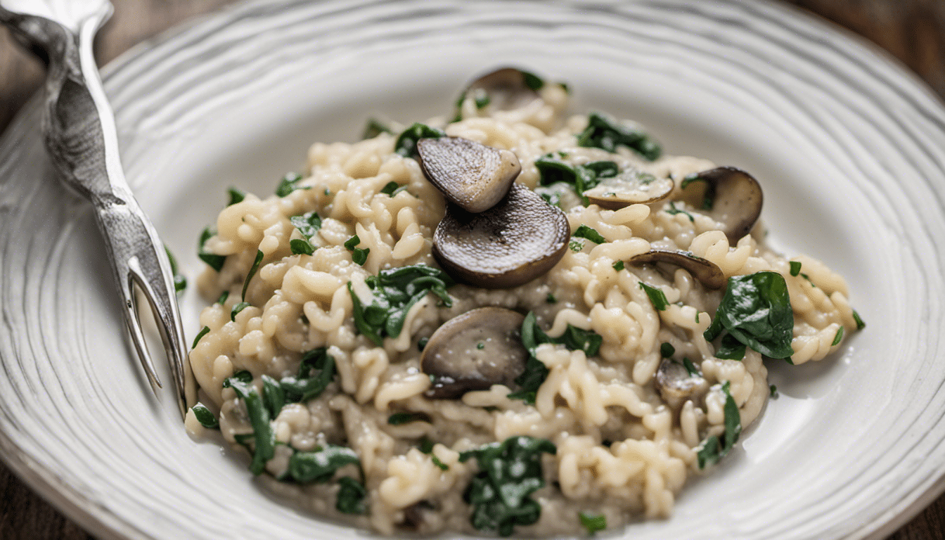 Creamy Spinach and Mushroom Risotto with Truffle Oil