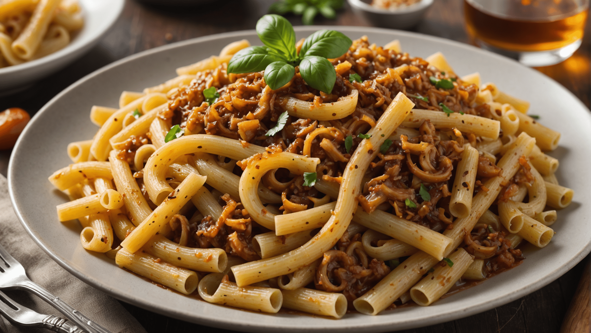 A delicious plate of Creole Caramelized Onion Pasta