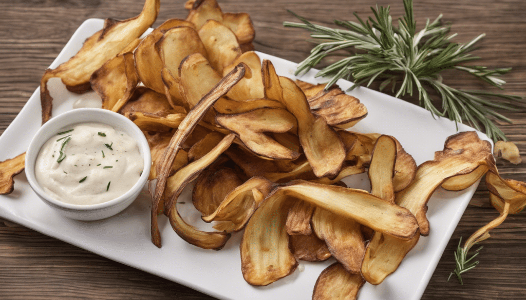Crispy Parsnip Chips with Rosemary Dip