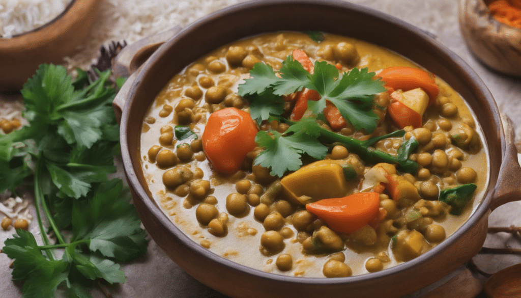 Curry of Vegetables and Coral Lentils with Coconut Milk