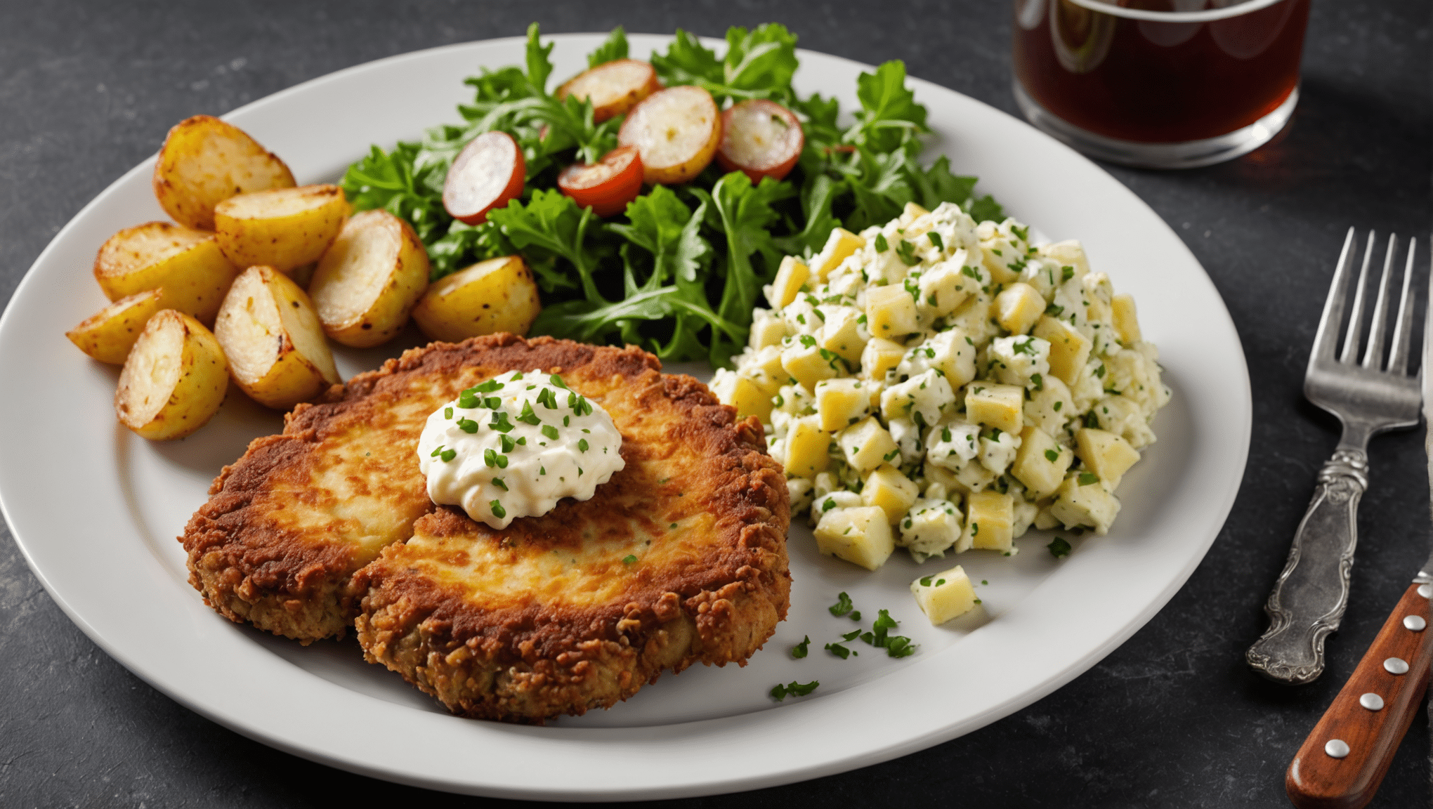 Eggplant Schnitzel with Potato Salad