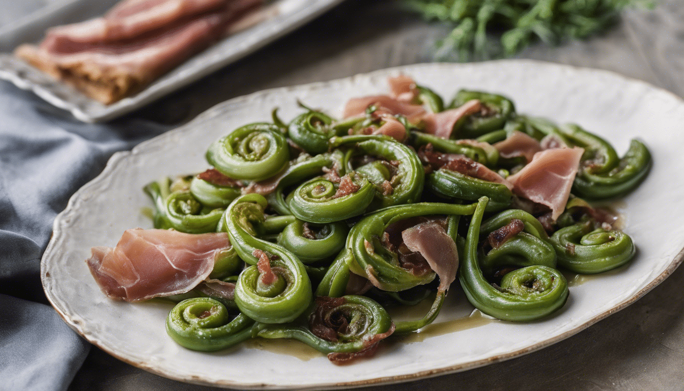 Fiddlehead Ferns with Brown Butter and Prosciutto