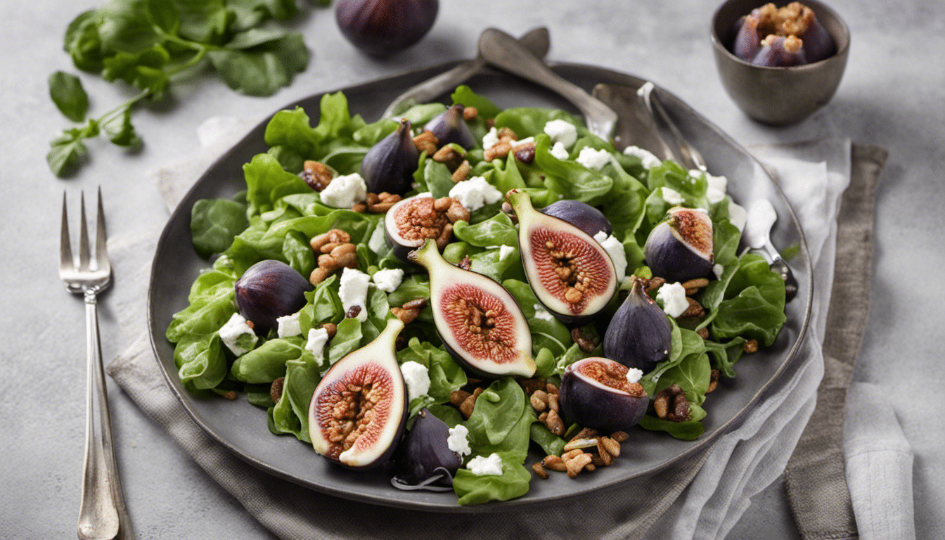 Fig and Goat Cheese Salad on white plate