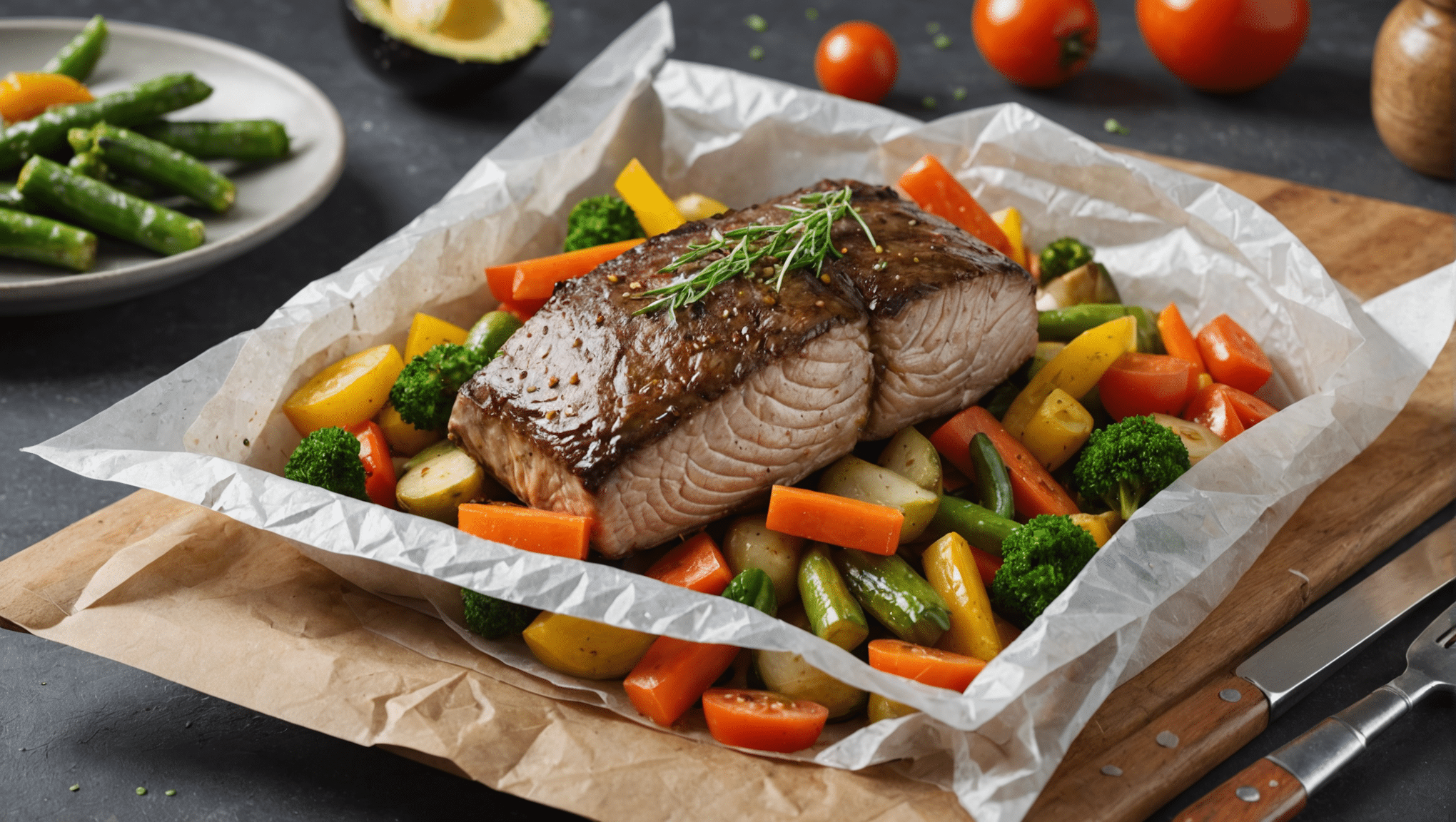 Filet de daurade en papillote aux légumes méditerranéens